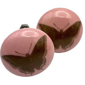 Whimsical Pink Butterfly Door Cabinet Knobs Fixture 2"x2" Resin Drawer Door Pull